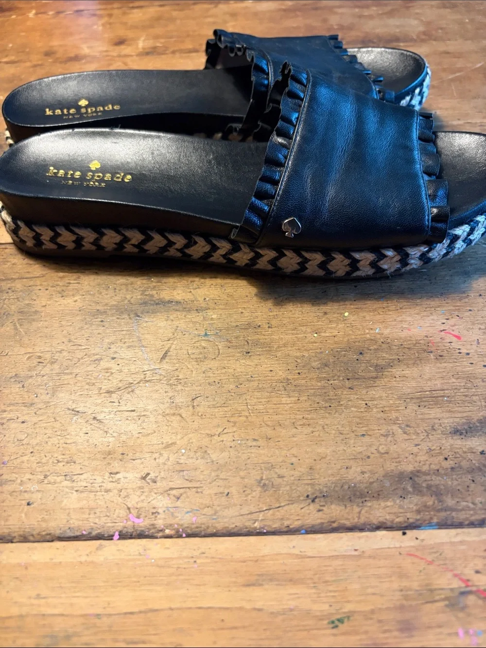 Kate Spade Zahara Leather Platform Espadrille Sandals Size 8.5